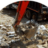 Schaufelbagger auf Baustelle